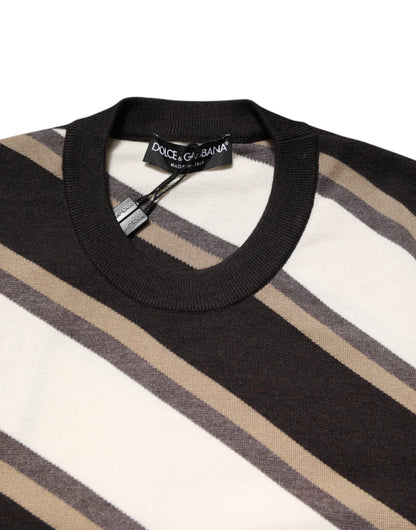 Dolce & Gabbana Multicolor Stripes Crew Neck Pullover Sweater