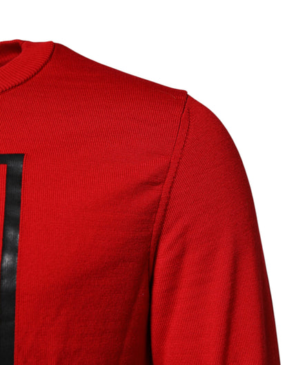 Dolce &amp; Gabbana Herrenpullover mit Rundhalsausschnitt und rotem Augendruck