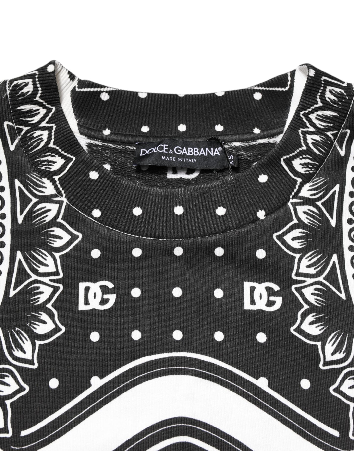 Dolce &amp; Gabbana Schwarz Weiß Bandana Baumwolle Herren Sweatshirt Pullover