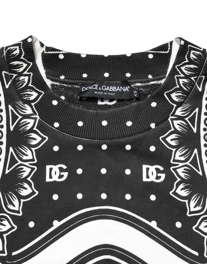 Dolce &amp; Gabbana Schwarz Weiß Bandana Baumwolle Herren Sweatshirt Pullover