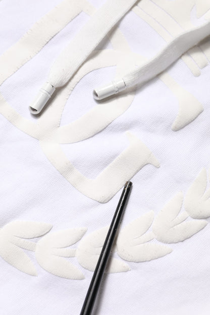 Dolce &amp; Gabbana – Weißes Kapuzensweatshirt mit geprägtem Logo