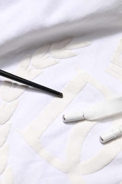 Dolce &amp; Gabbana – Weißes Kapuzensweatshirt mit geprägtem Logo