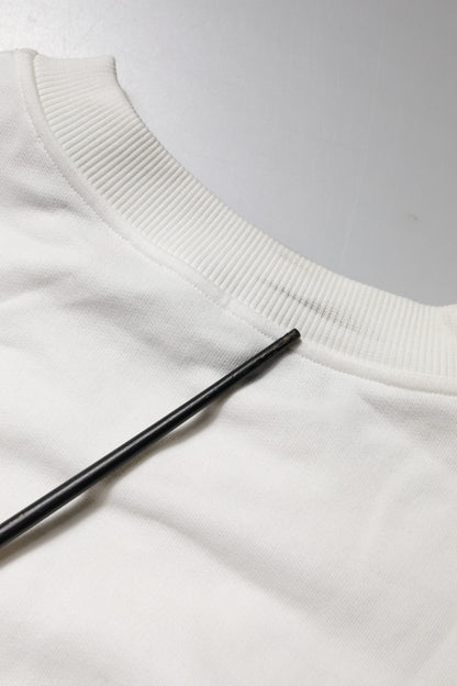 Dolce &amp; Gabbana – Weißer Baumwollpullover mit Rundhalsausschnitt und geprägtem Logo