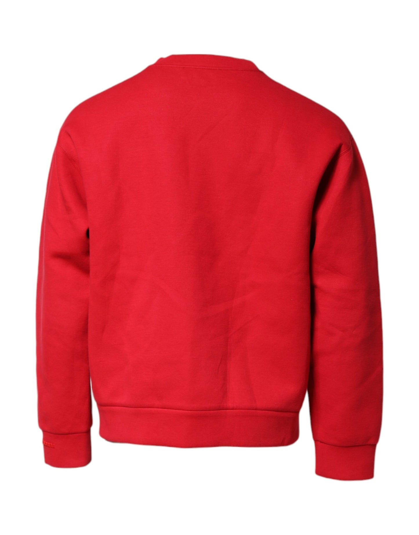 Dolce &amp; Gabbana – Roter Baumwollpullover mit Rundhalsausschnitt und geprägtem Logo