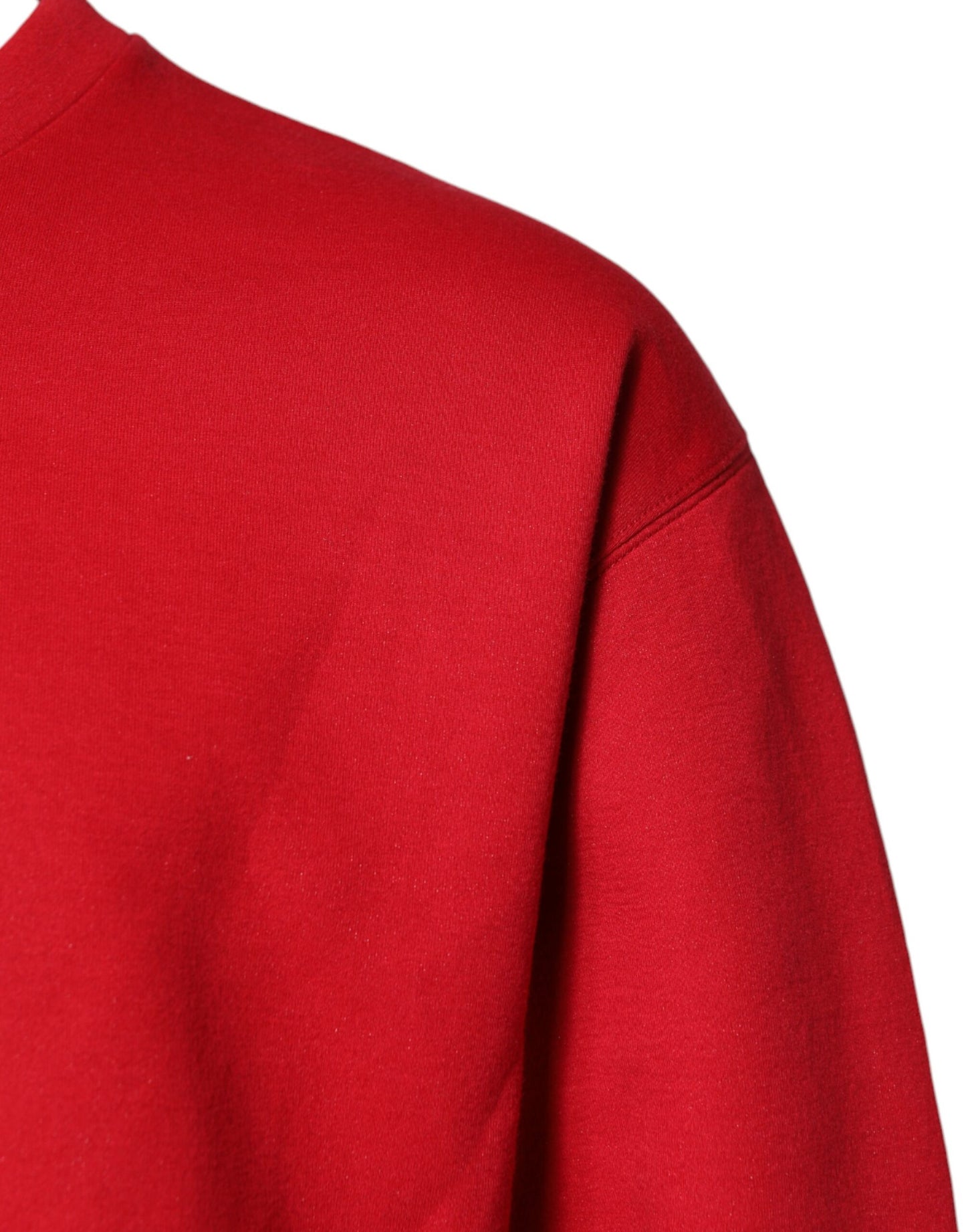 Dolce &amp; Gabbana – Roter Baumwollpullover mit Rundhalsausschnitt und geprägtem Logo