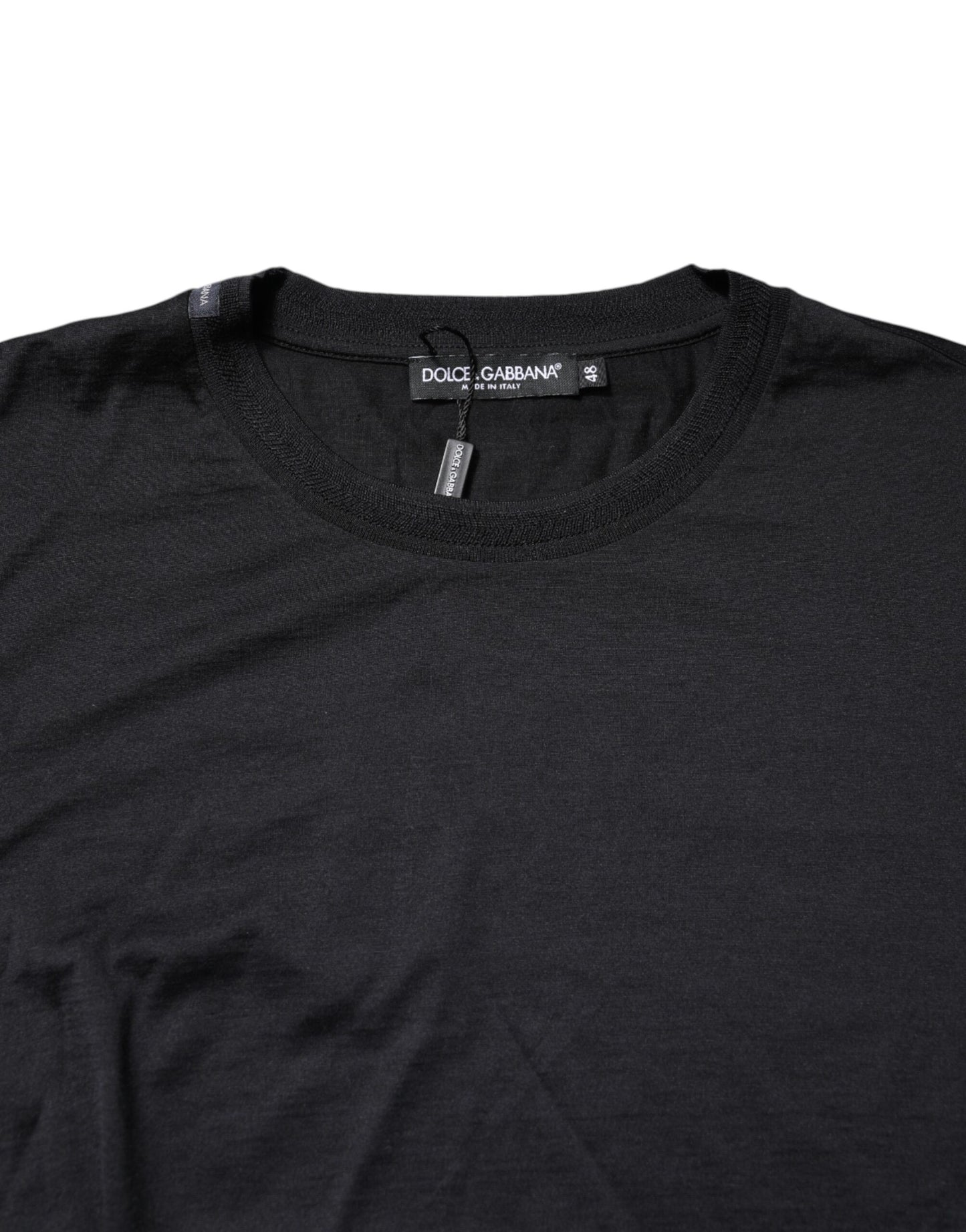 Dolce &amp; Gabbana Dunkelblauer Seidenpullover mit Rundhalsausschnitt für Herren