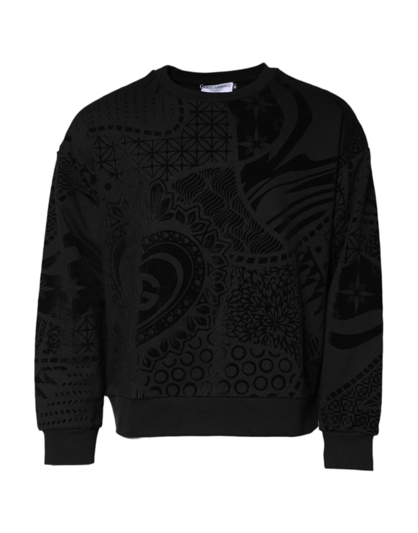 Dolce &amp; Gabbana – Schwarzer Sweatshirtpullover mit Rundhalsausschnitt und Print