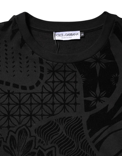 Dolce &amp; Gabbana – Schwarzer Sweatshirtpullover mit Rundhalsausschnitt und Print