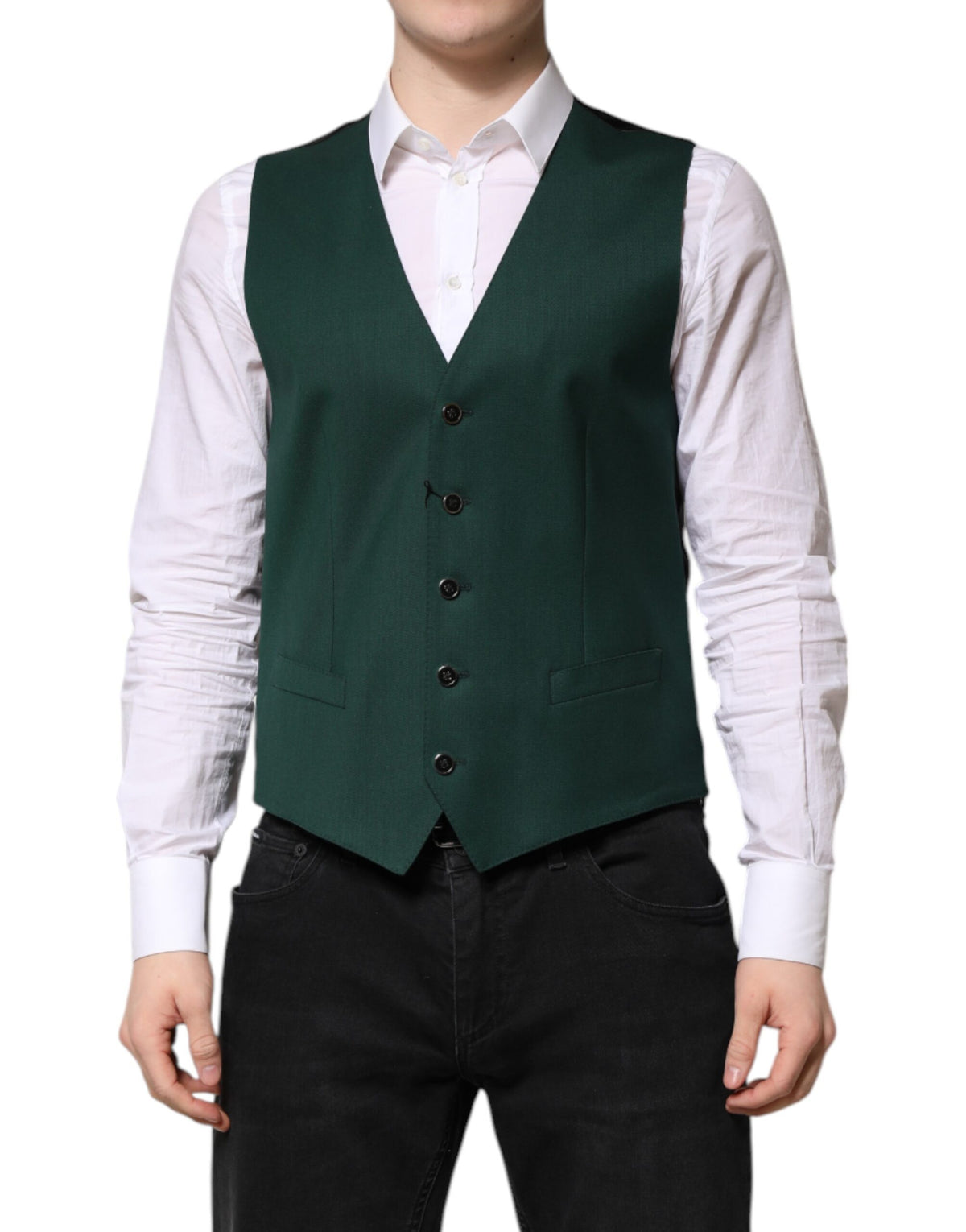 Dolce &amp; Gabbana Grüne Wollweste für formelle Herren