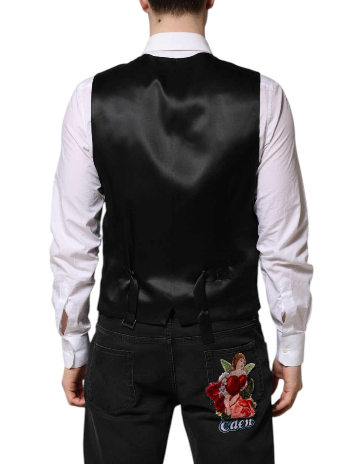 Dolce &amp; Gabbana Schwarze Lurex-Weste für formelle Anlässe