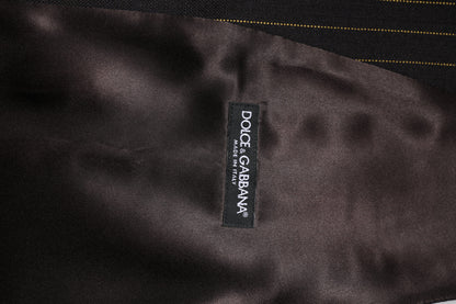 Dolce &amp; Gabbana Schwarze Streifen Wolle Formale Herren Weste