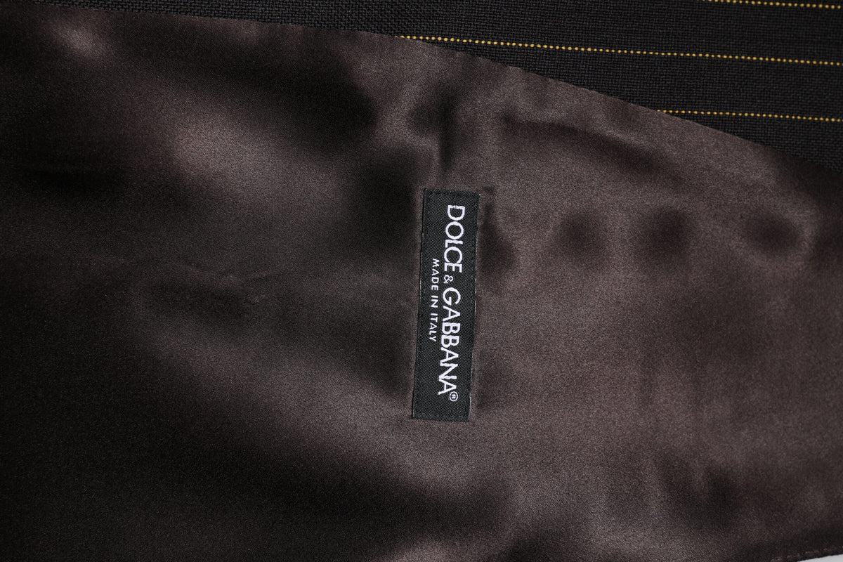 Dolce &amp; Gabbana Schwarze Streifen Wolle Formale Herren Weste
