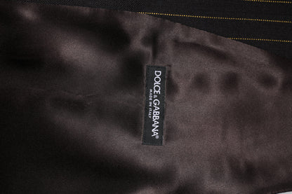 Dolce &amp; Gabbana Schwarze Streifen Wolle Formale Herren Weste