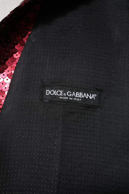 Dolce &amp; Gabbana Rote Weste mit Pailletten für formelle Anlässe für Herren