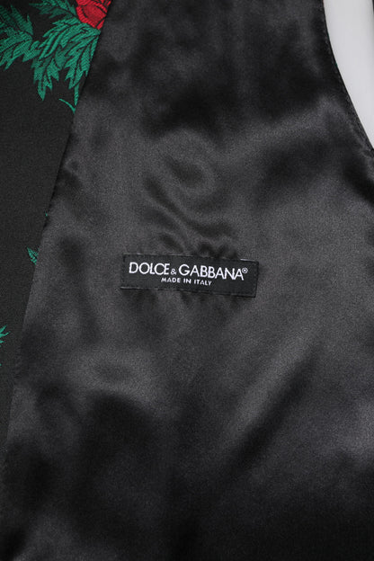 Dolce &amp; Gabbana Rote Weste aus floralem Brokat für formelle Herren