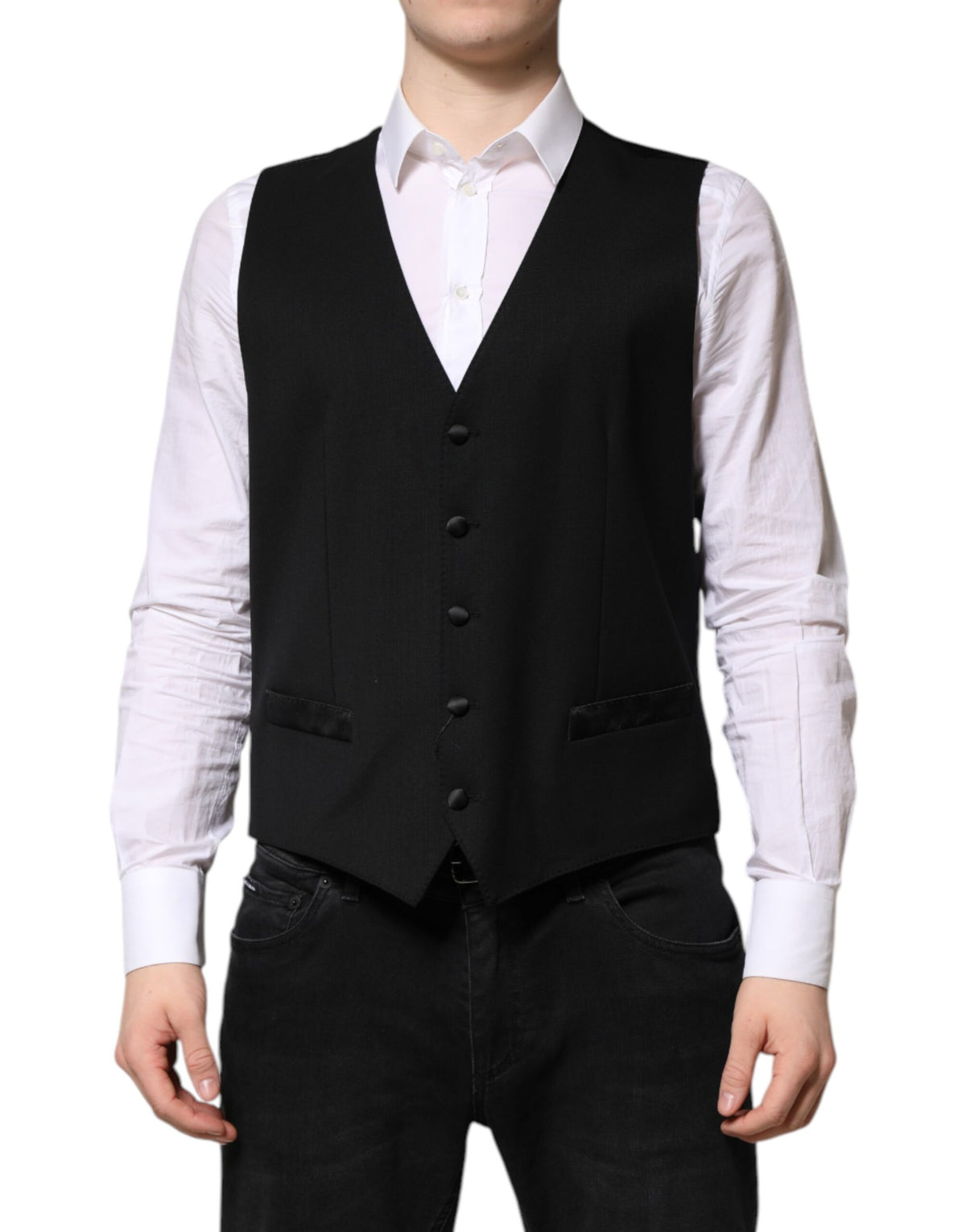Dolce &amp; Gabbana Schwarze Wollweste für formelle Anlässe