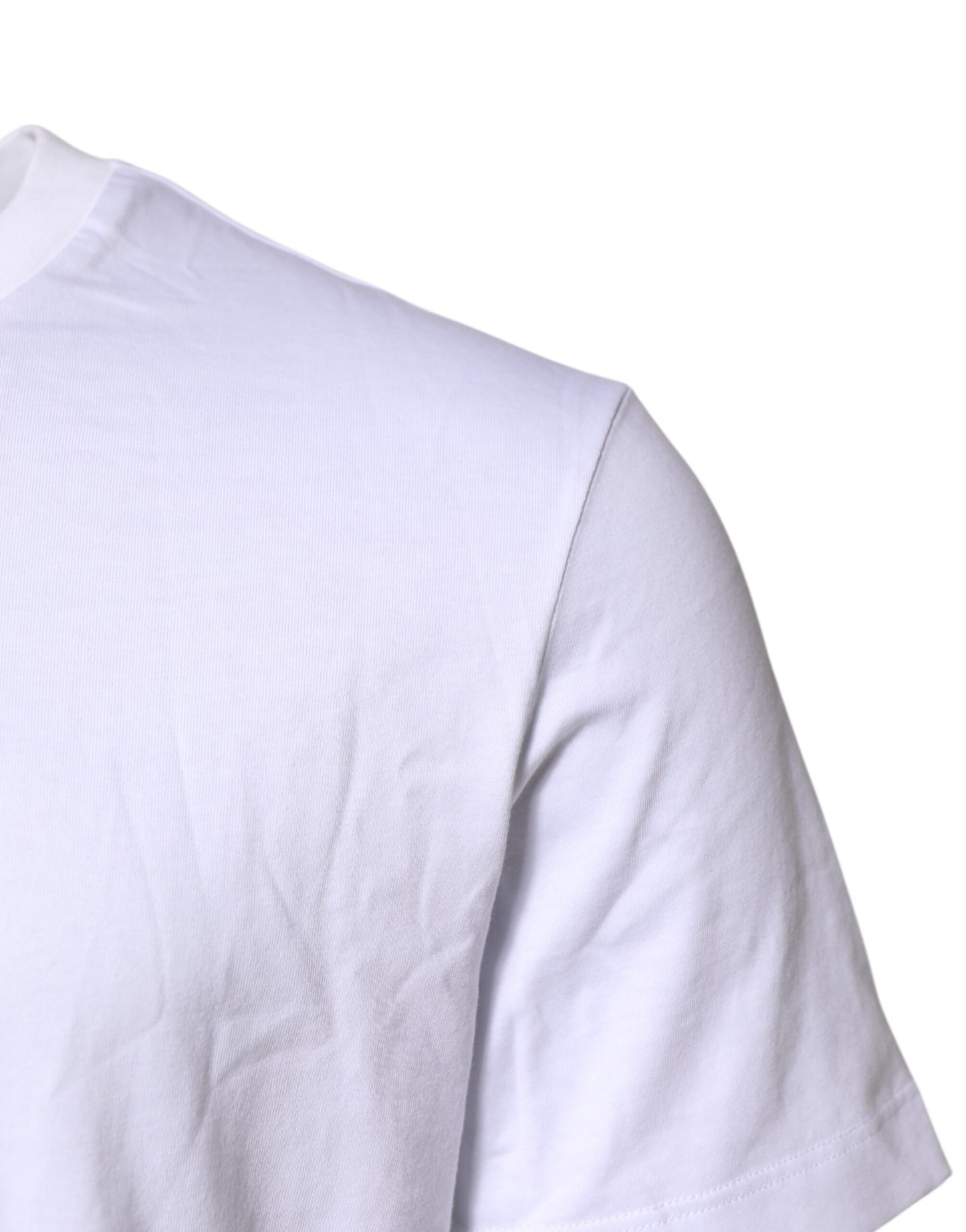 Dolce &amp; Gabbana – Weißes T-Shirt mit Rundhalsausschnitt und Logo-Stickerei