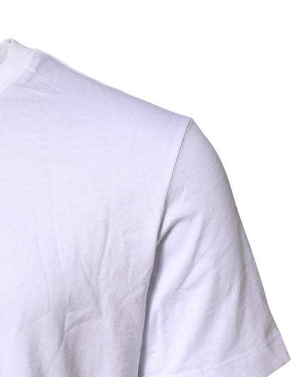 Dolce &amp; Gabbana – Weißes T-Shirt mit Rundhalsausschnitt und Logo-Stickerei