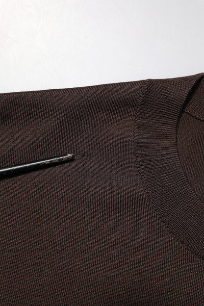 Dolce & Gabbana Brown Silk Logo Embroidery Crew Neck T-shirt