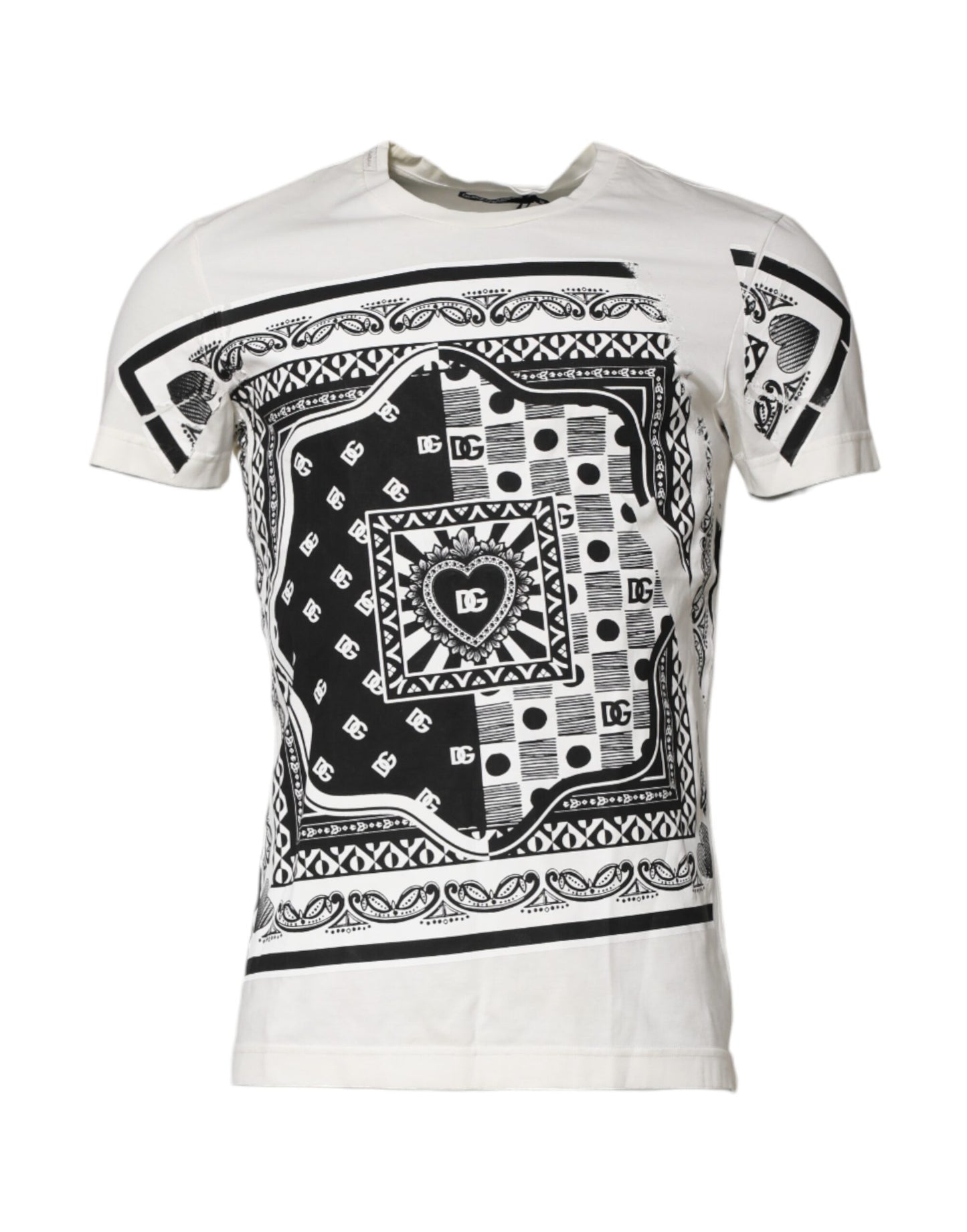 Dolce &amp; Gabbana – Weißes Baumwoll-T-Shirt mit Bandana-Logoprint