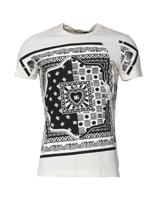 Dolce &amp; Gabbana – Weißes Baumwoll-T-Shirt mit Bandana-Logoprint