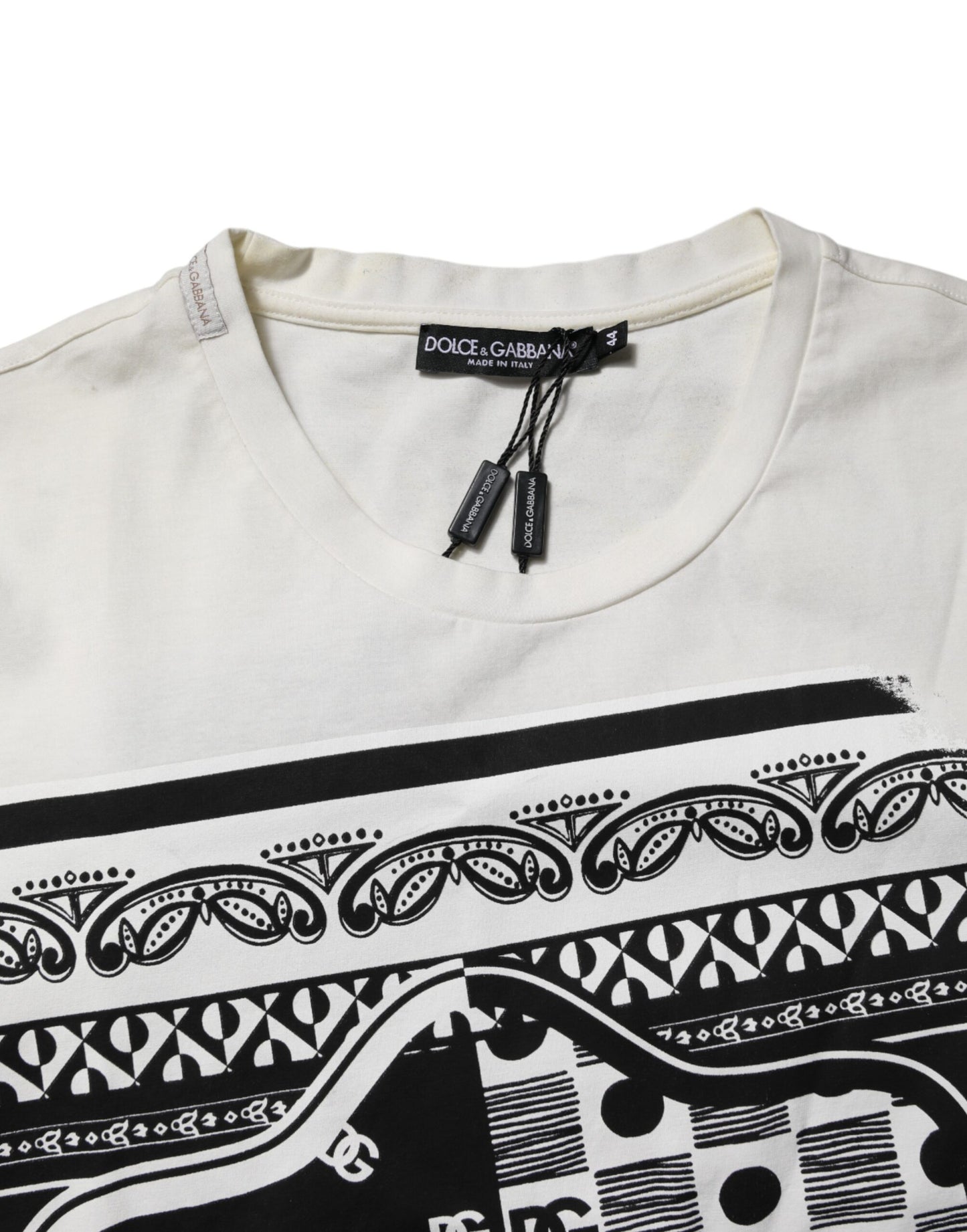 Dolce &amp; Gabbana – Weißes Baumwoll-T-Shirt mit Bandana-Logoprint
