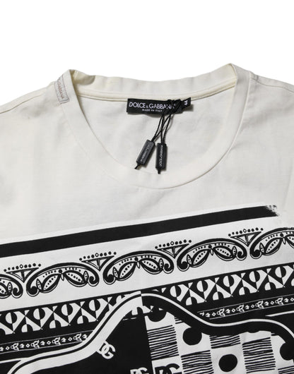 Dolce &amp; Gabbana – Weißes Baumwoll-T-Shirt mit Bandana-Logoprint