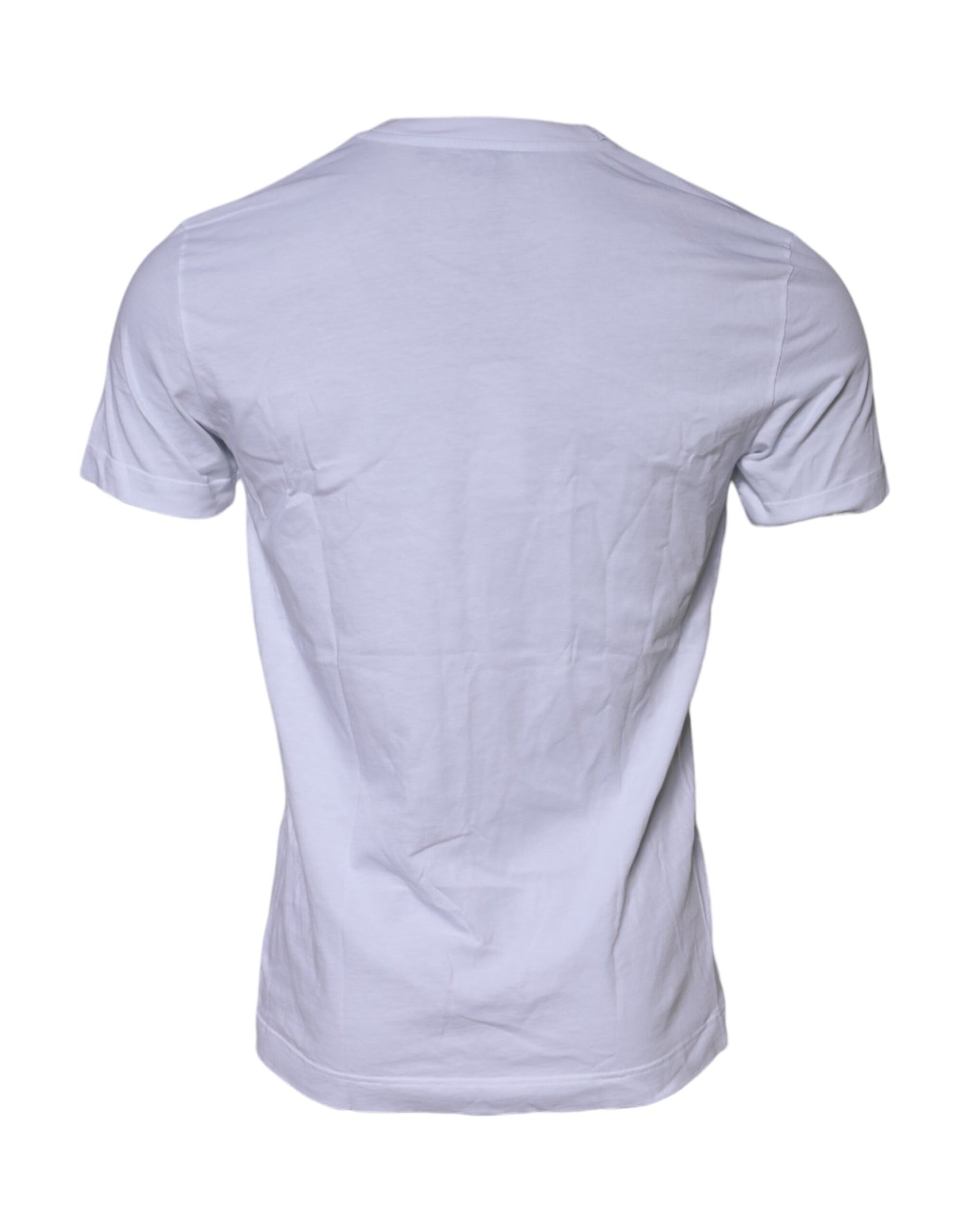 Dolce &amp; Gabbana – Weißes Baumwoll-T-Shirt mit Rundhalsausschnitt und Logo-Patch