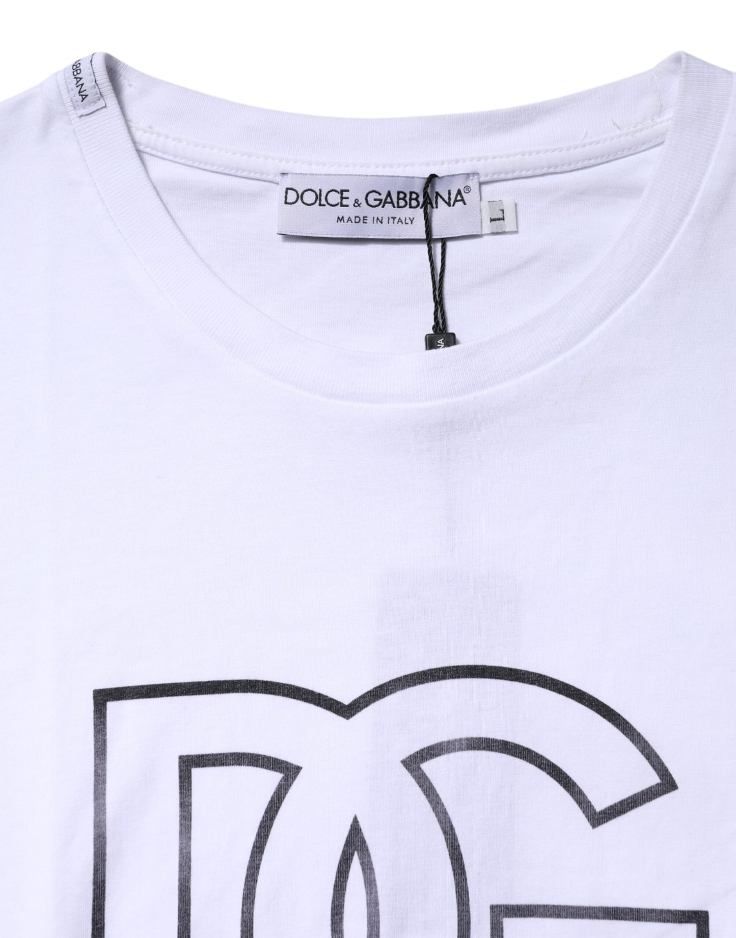 Dolce &amp; Gabbana – Weißes T-Shirt mit kurzen Ärmeln und DG-Logo-Print