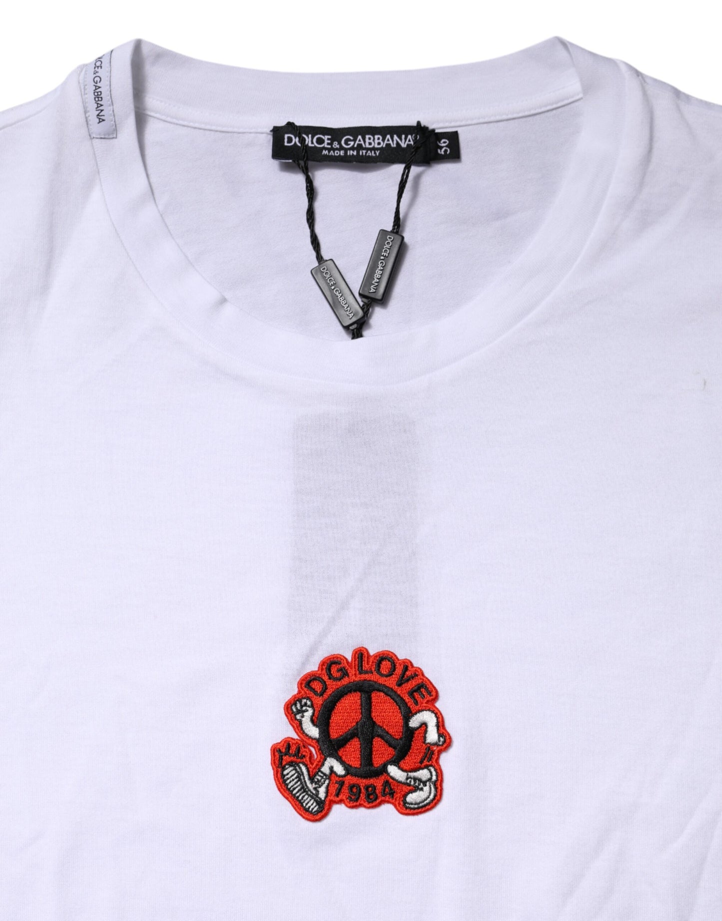 Dolce &amp; Gabbana – Weißes T-Shirt mit kurzen Ärmeln und DG LOVE-Patch