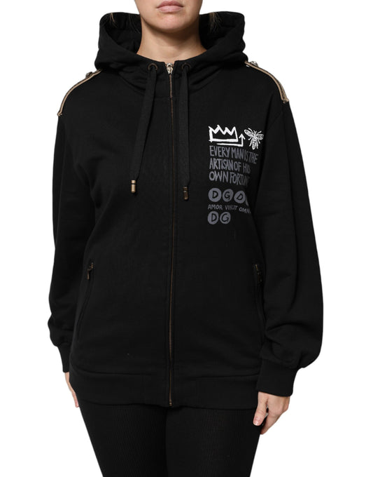 Dolce &amp; Gabbana – Schwarze Sweatshirtjacke mit durchgehendem Reißverschluss und Kapuze