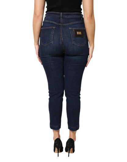 Dolce &amp; Gabbana – Blaue, verkürzte Jeans aus Baumwolle mit hoher Taille