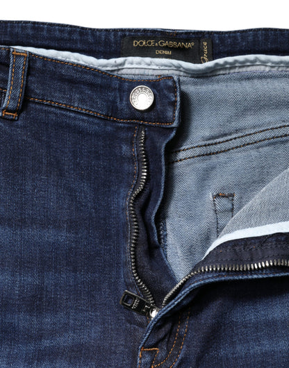 Dolce &amp; Gabbana – Blaue, verkürzte Jeans aus Baumwolle mit hoher Taille