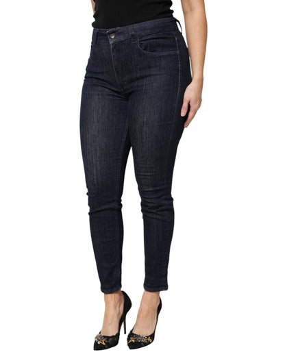 Dolce &amp; Gabbana Dunkelblaue Skinny-Jeans aus verkürzter Baumwolle