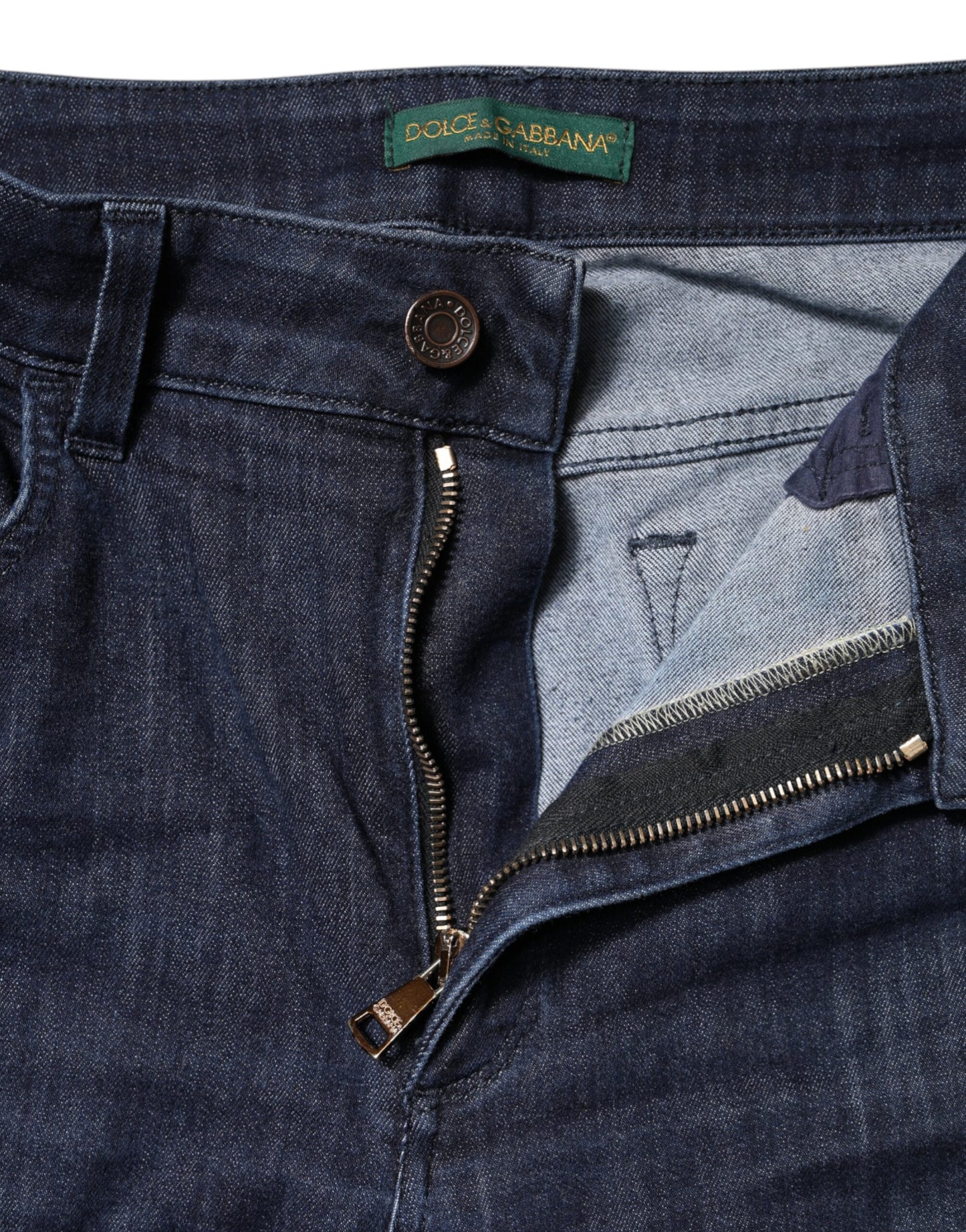 Dolce &amp; Gabbana Dunkelblaue Skinny-Jeans aus verkürzter Baumwolle