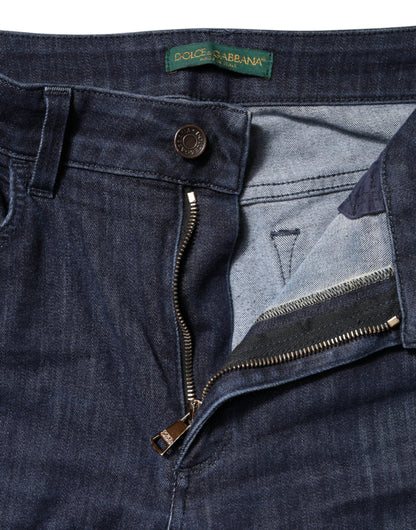 Dolce &amp; Gabbana Dunkelblaue Skinny-Jeans aus verkürzter Baumwolle
