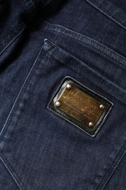Dolce &amp; Gabbana Dunkelblaue Skinny-Jeans aus verkürzter Baumwolle