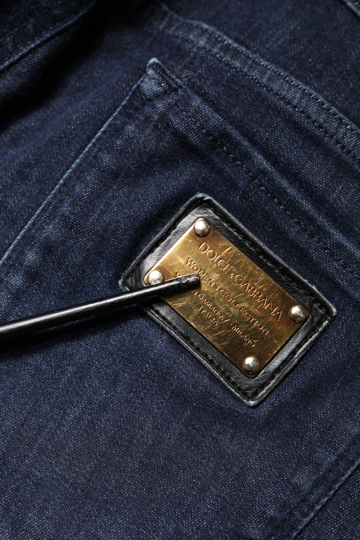 Dolce &amp; Gabbana Dunkelblaue Skinny-Jeans aus verkürzter Baumwolle