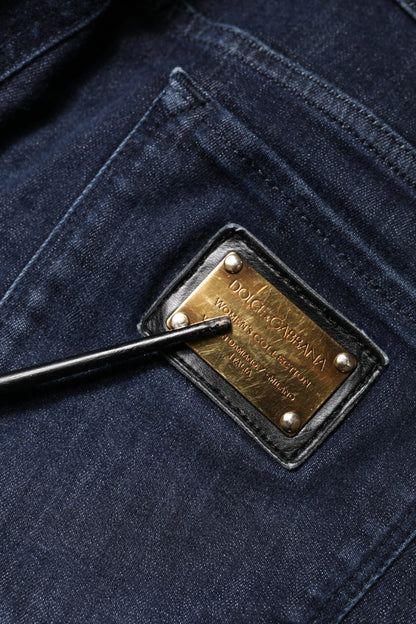 Dolce &amp; Gabbana Dunkelblaue Skinny-Jeans aus verkürzter Baumwolle