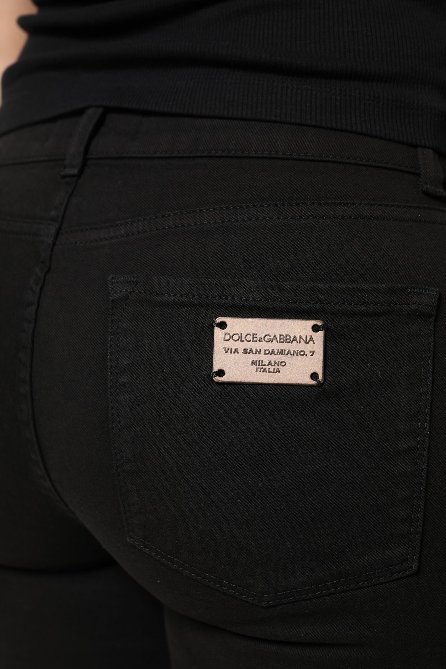 Dolce &amp; Gabbana – Schwarze Skinny-Jeans aus Baumwolle mit Logo und mittlerer Taille