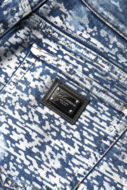 Dolce &amp; Gabbana – Blaue Jeans mit verwaschenem Print und hoher Taille