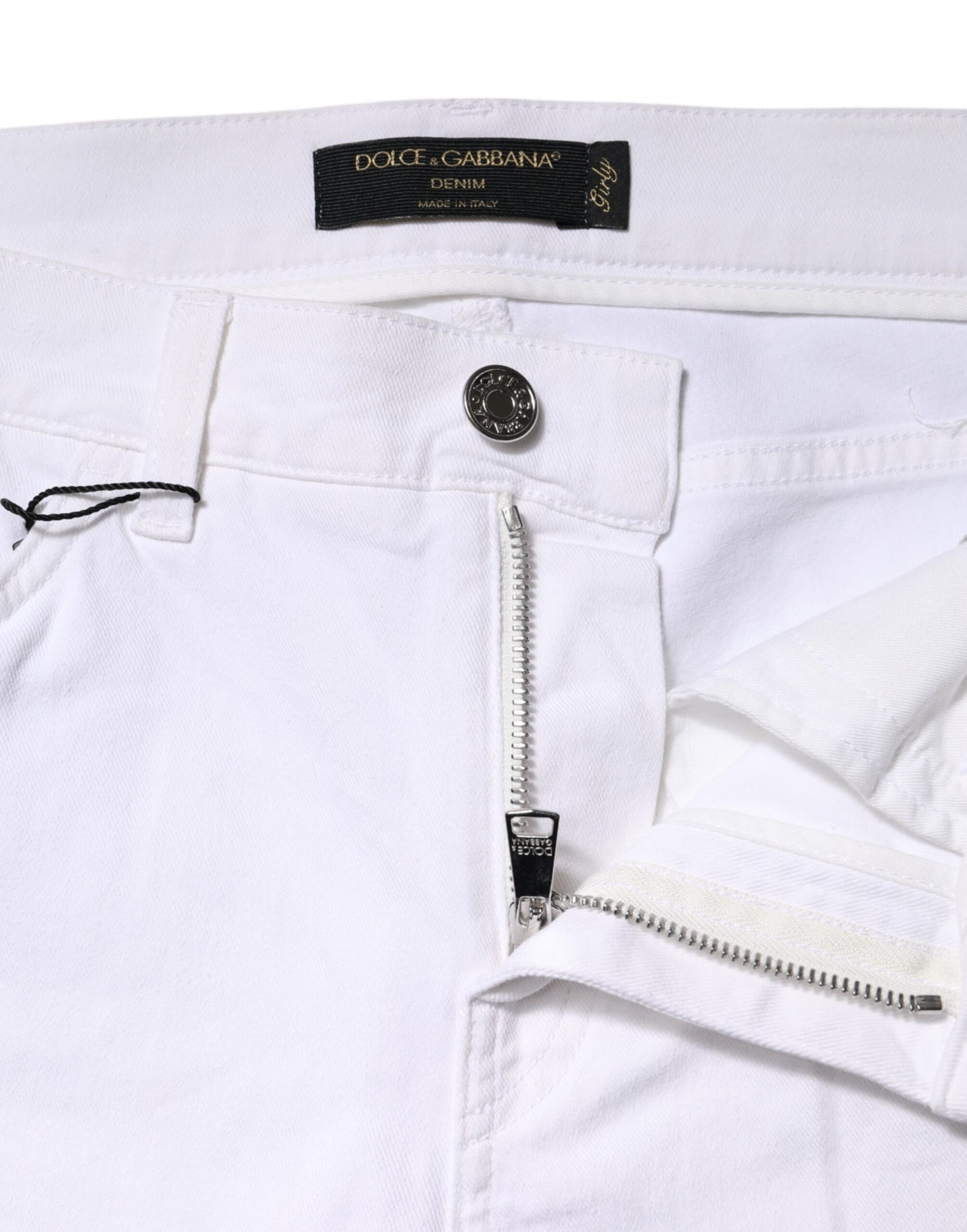 Dolce &amp; Gabbana Weiße GIRLY-Jeans mit Blumen- und Paillettenbesatz