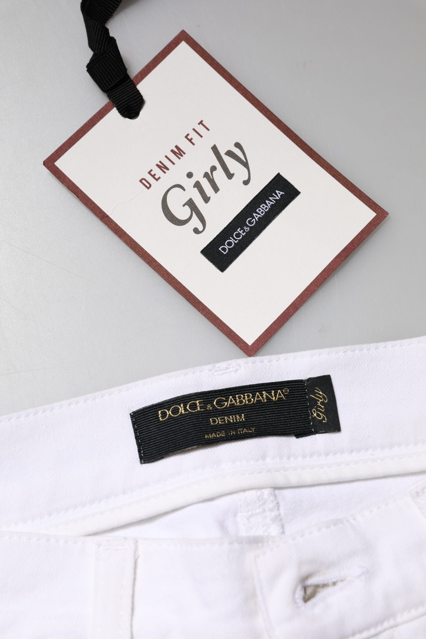 Dolce &amp; Gabbana Weiße GIRLY-Jeans mit Blumen- und Paillettenbesatz