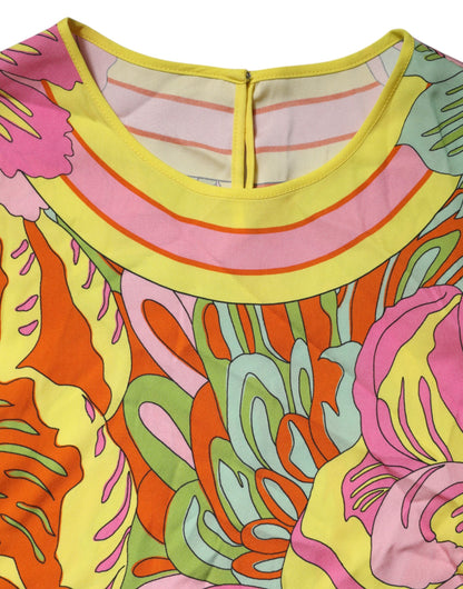 Dolce &amp; Gabbana, mehrfarbiges, ärmelloses Oberteil mit Rundhalsausschnitt und Blumenmuster