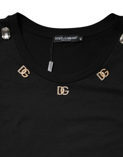 Dolce &amp; Gabbana Schwarzes, ärmelloses Tanktop mit DG-Verzierung