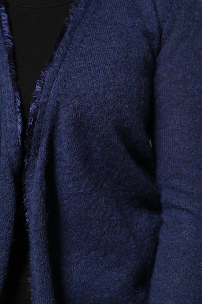 Ballantyne Dunkelblauer Langarm-Strickjacke-Pullover