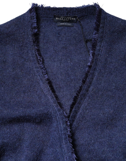 Ballantyne Dunkelblauer Langarm-Strickjacke-Pullover
