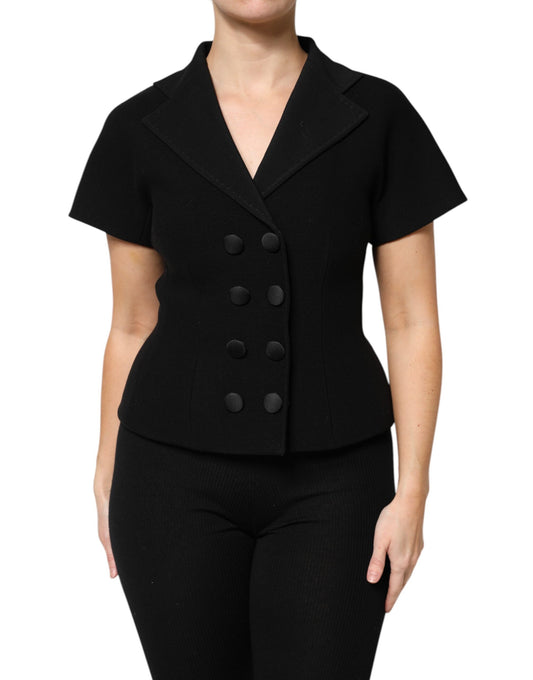 Dolce &amp; Gabbana – Zweireihige Manteljacke aus schwarzer Wolle