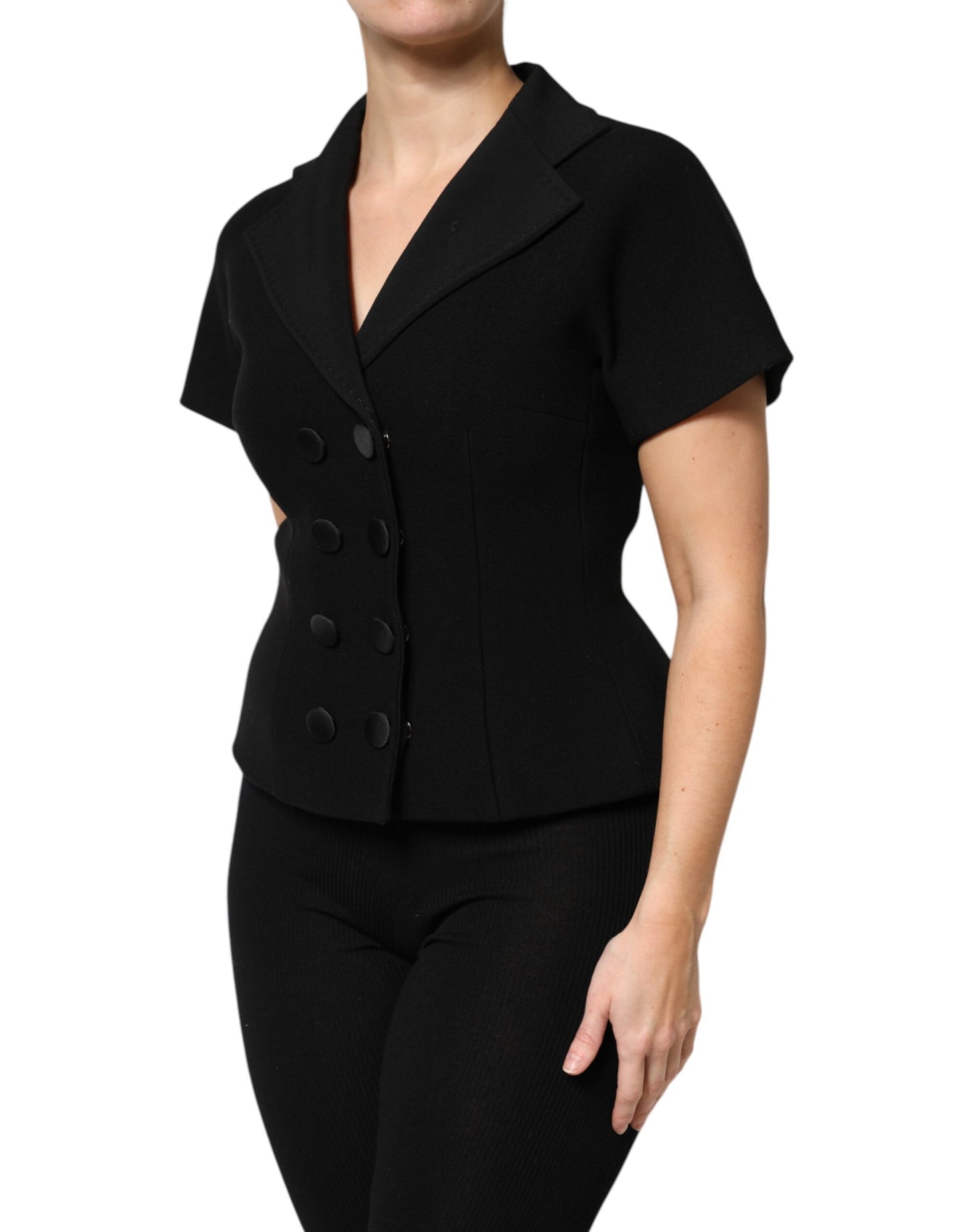 Dolce &amp; Gabbana – Zweireihige Manteljacke aus schwarzer Wolle