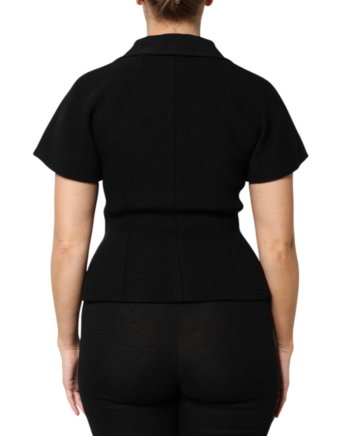 Dolce &amp; Gabbana – Zweireihige Manteljacke aus schwarzer Wolle